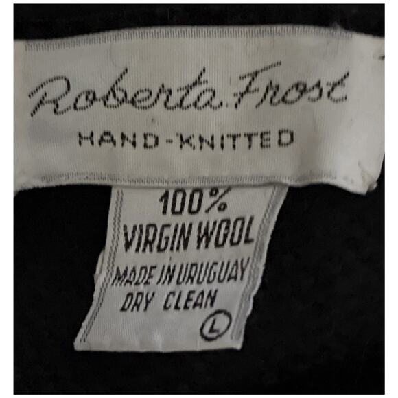 Vtg Roberta Frost Sz L Hnd Knit 100% Virgin Wool Giraffe Wearable Art LS Sweater - Picture 3 of 6